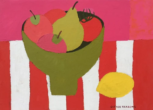 Sophie Harding, Fruit Bowl on Red Stripes, The Auction Collective